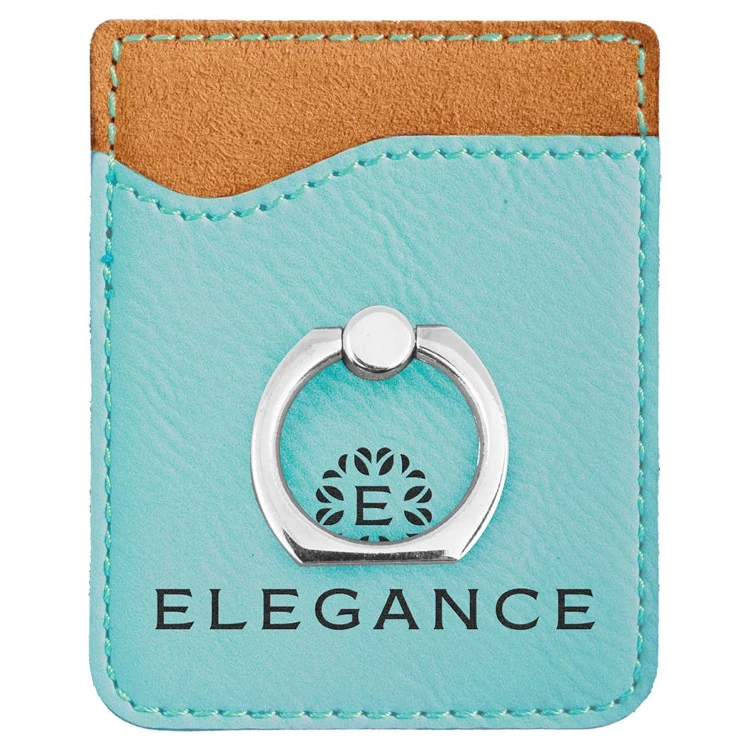 Teal Leatherette Phone Wallet with Silver Ring 1