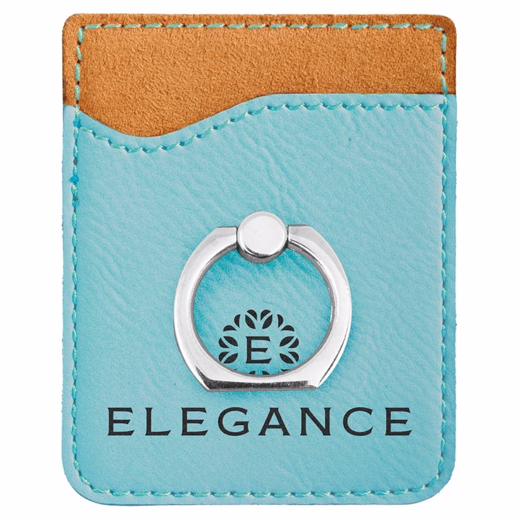 Teal Leatherette Phone Wallet with Silver Ring