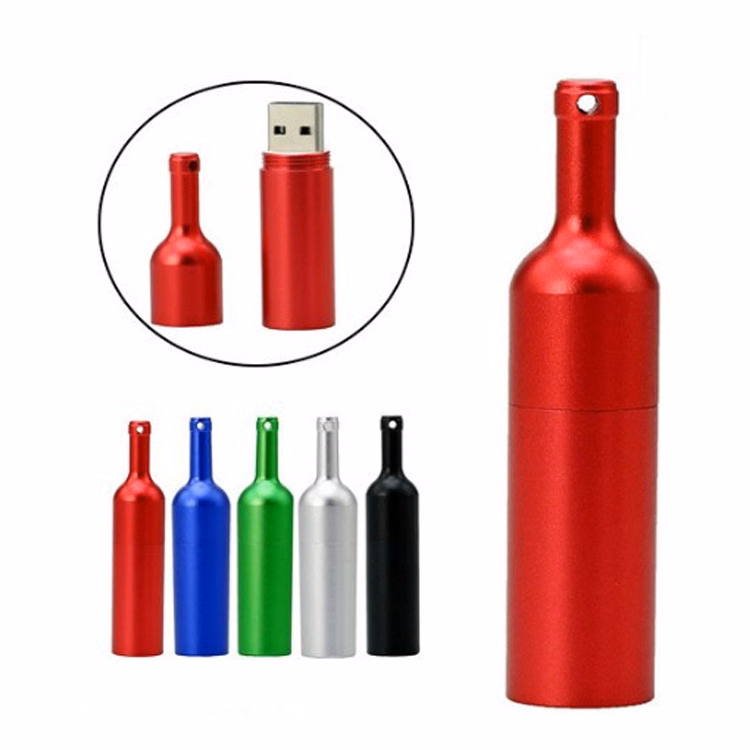 Metal Smooth Winebottle USB Flash Drive 8GB