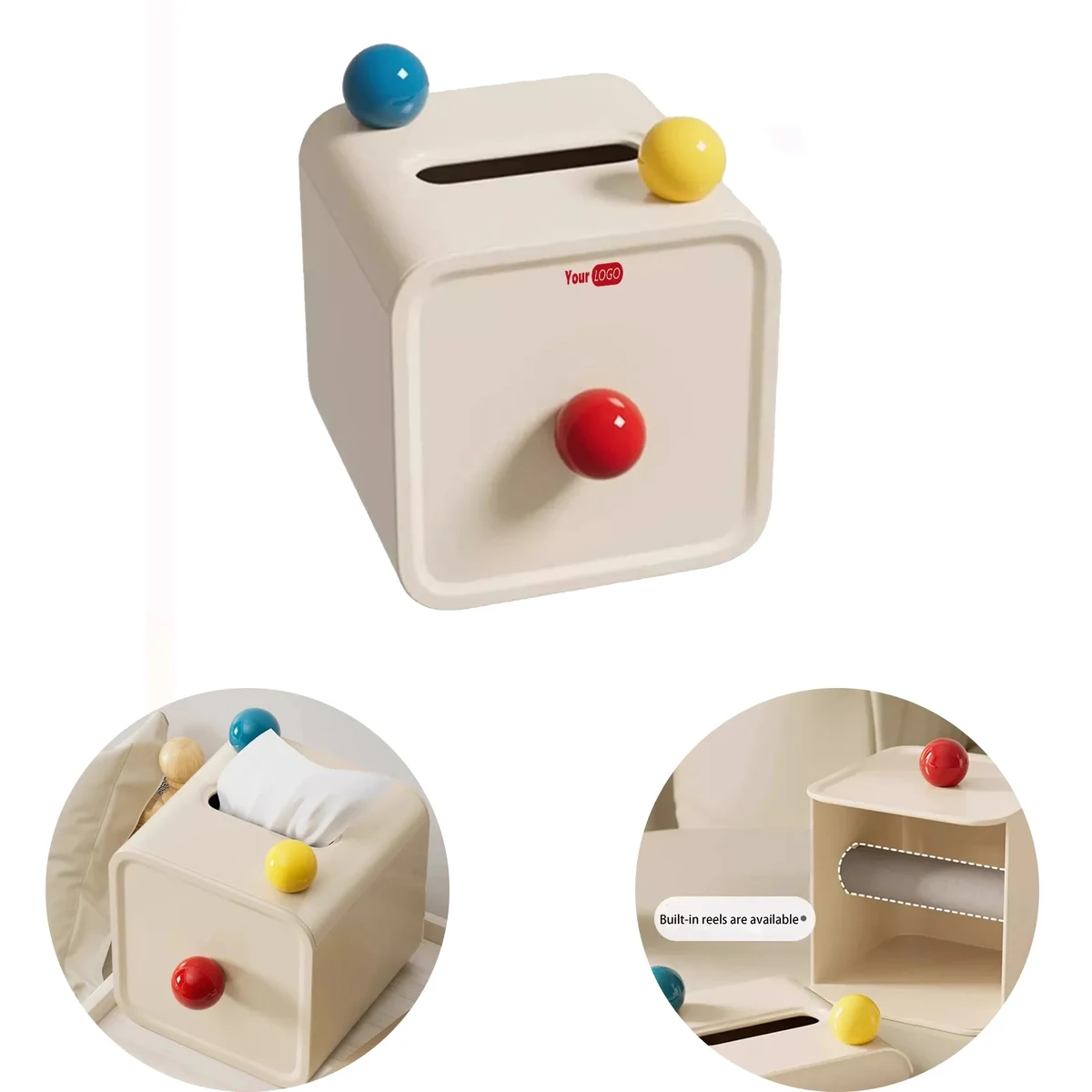 Plastic Creamy Cute Colored Ball Roll Carton 1