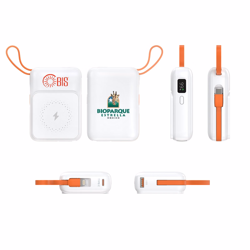 10000mAh MagSafe Wireless Power Bank with Built-In Type-C & Lightning Cables