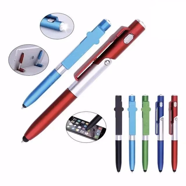 4 in 1 Multi-function Phone Stand LED Stylus Ballpoint Pen
