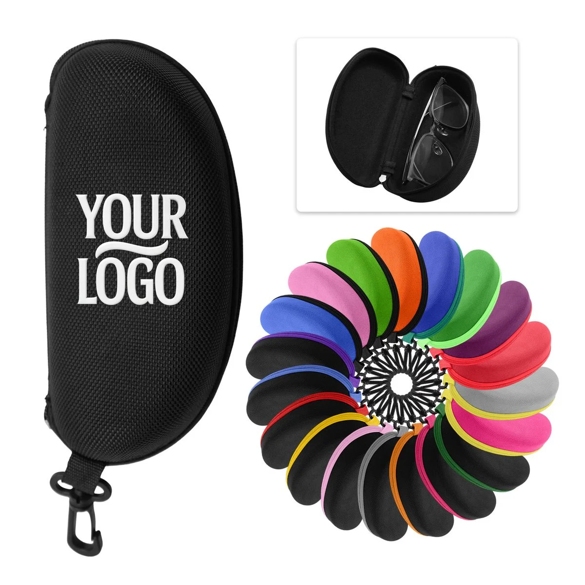 Shock Resistant EVA Hard Shell Eyeglasses Case With Carabiner 1