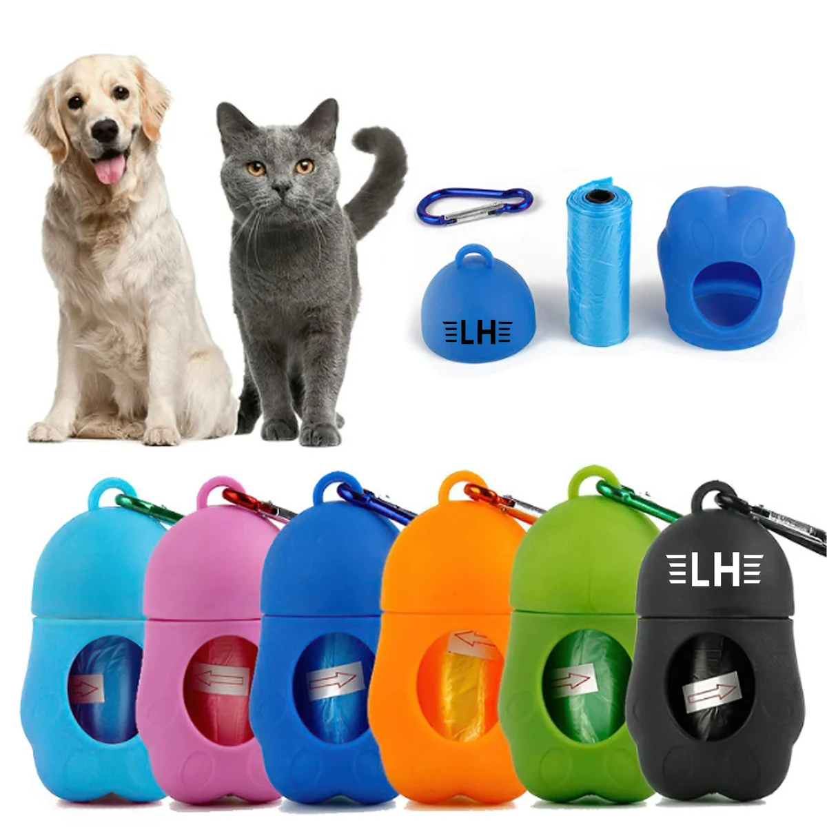 Portable Doggy Poo Bag Dispenser with Metal Carabiner Clip 1