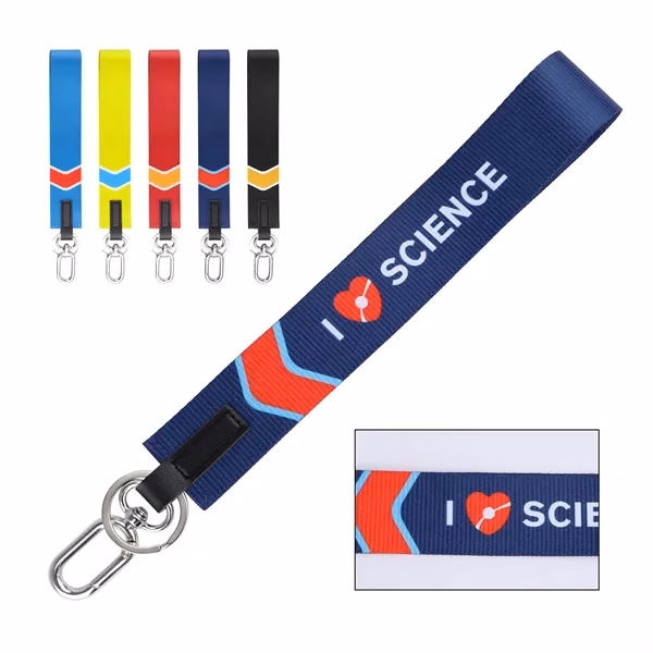 Custom Polyester Wrist Lanyard with Swivel Carabiner & Metal Ring — Adventure ID Holder
