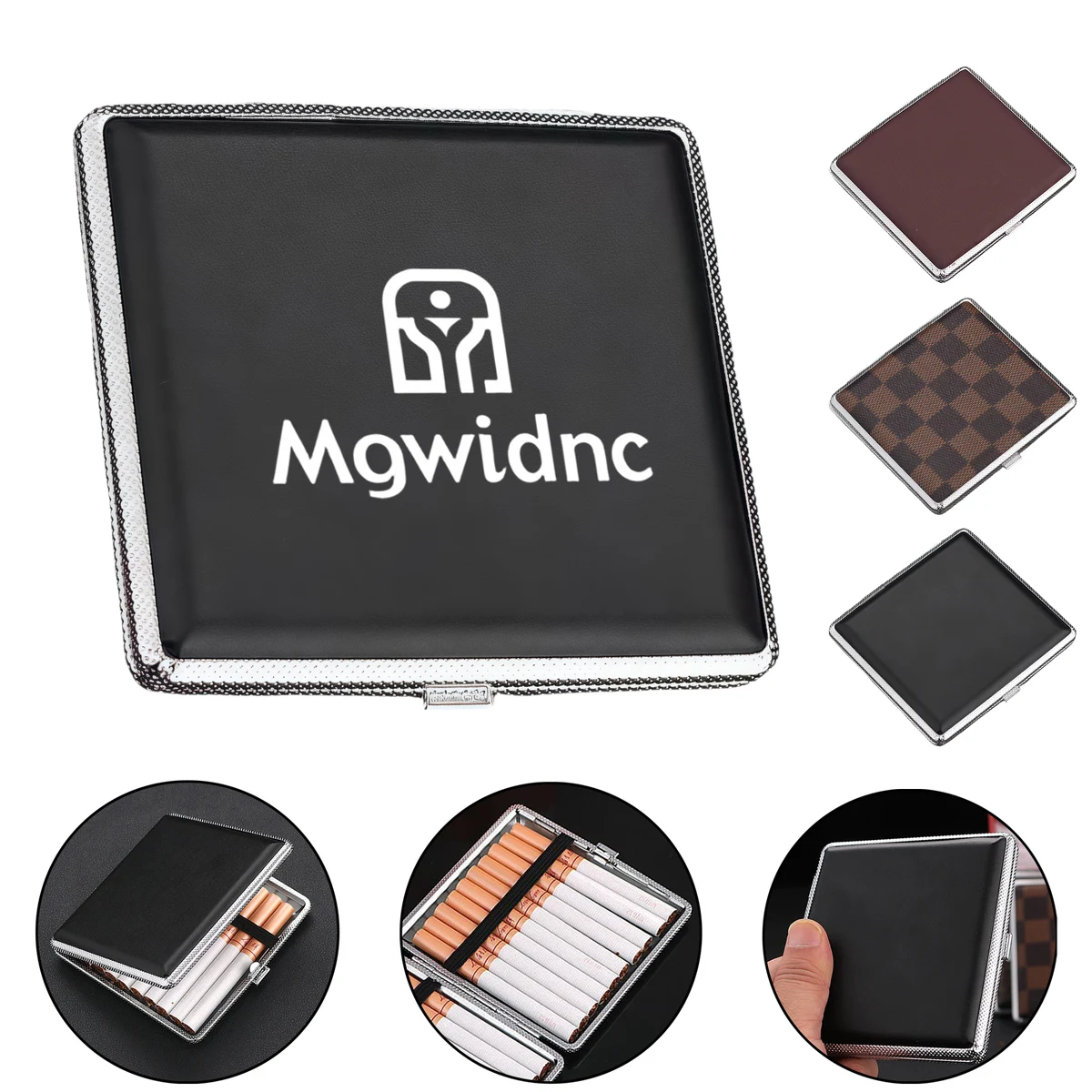 Leather Texture Metal Cigarette Case for Men - Compact 1