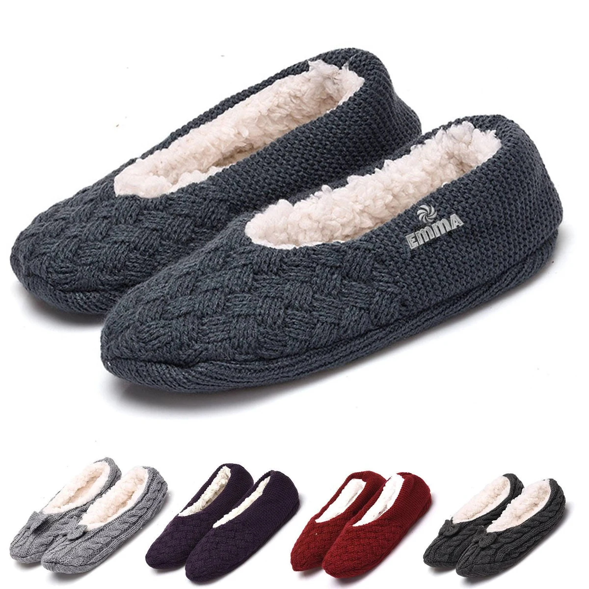 Women Thermal Soft Bowknot Fleece Slippers 1