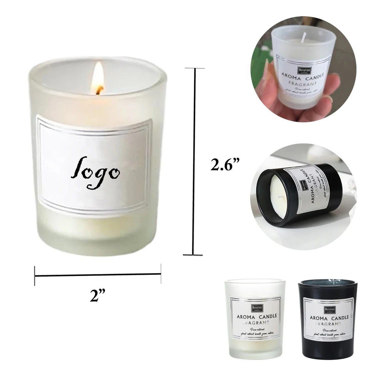 MOQ50 Plant Scented Soy Wax Candle Frosted Glass 1