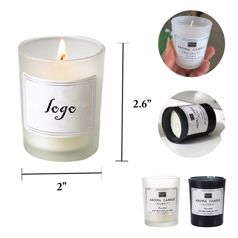 MOQ50 Plant Scented Soy Wax Candle Frosted Glass