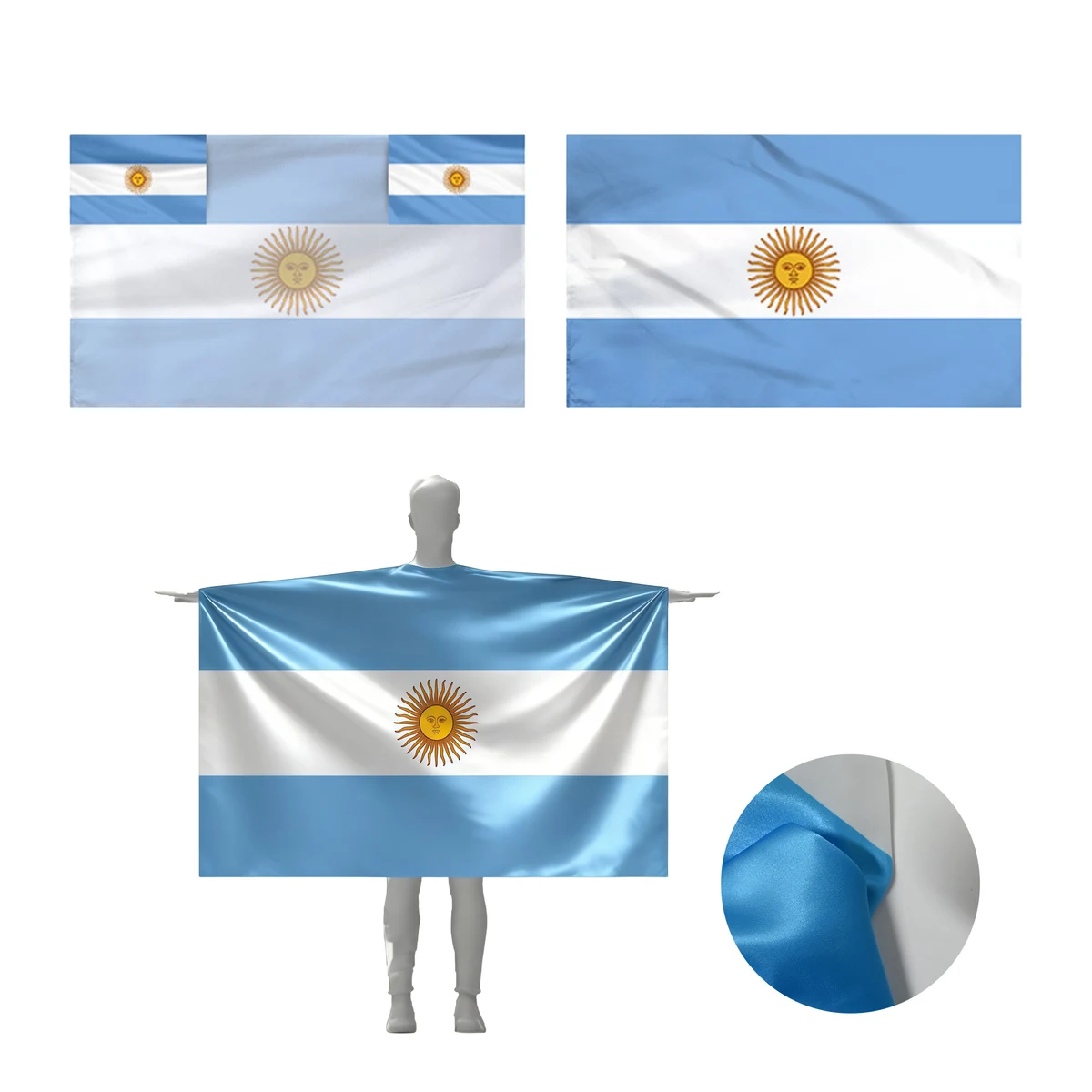 Argentine Flag Printed Polyester Capes 1