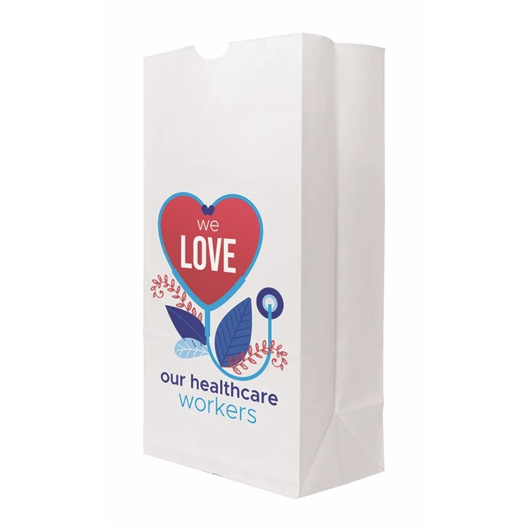 Full Color 1-Sided SOS White Paper Bags (7.125" x 13.9375" x 4.375") 1