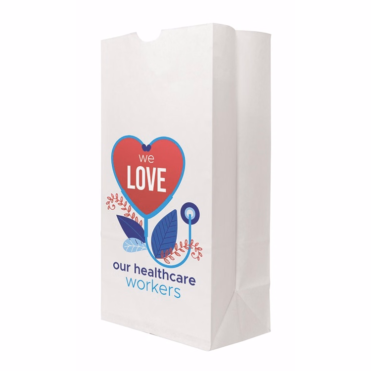 Full Color 1-Sided SOS White Paper Bags (7.125" x 13.9375" x 4.375")