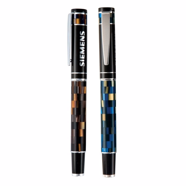 Checkered Roller Ball Pen w/ Resin Barrel