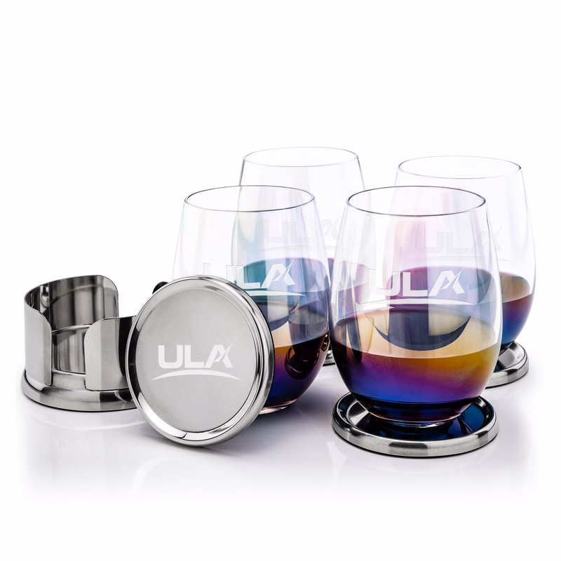 Baldoni Coasters & Miami Stemless Wine Set