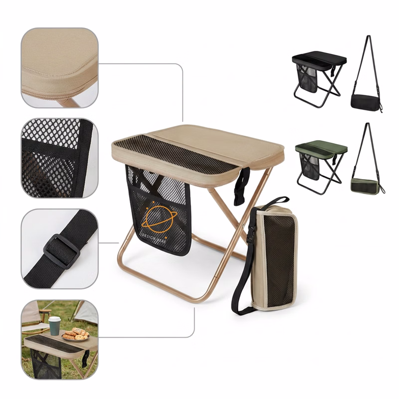 Compact Folding Stool with Crossbody Carry Bag