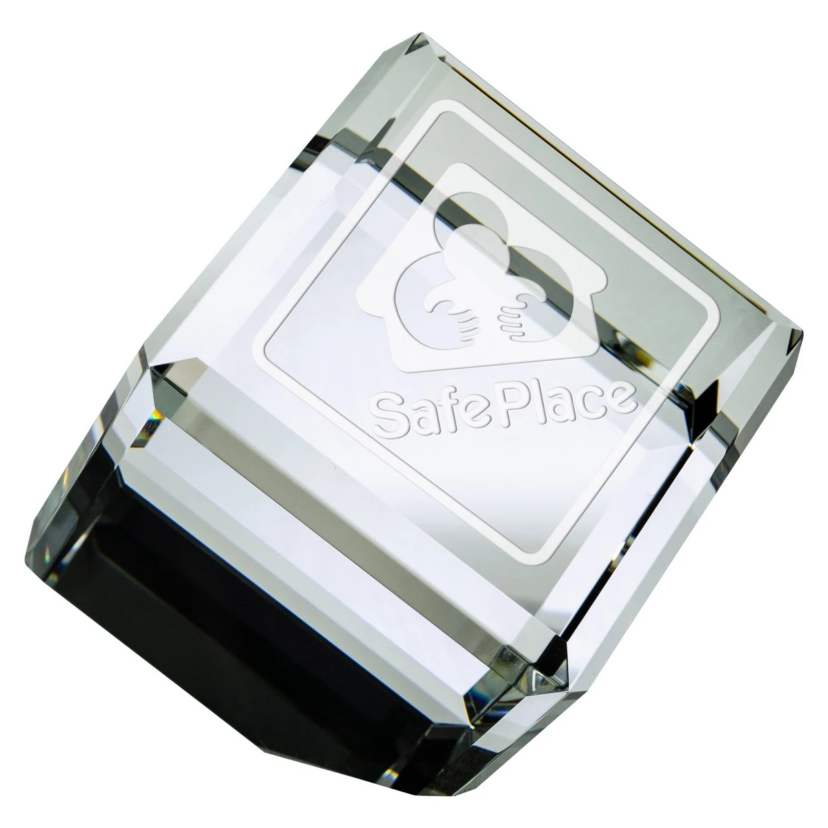 2 3/8" Optical Crystal Tilted Cube 1