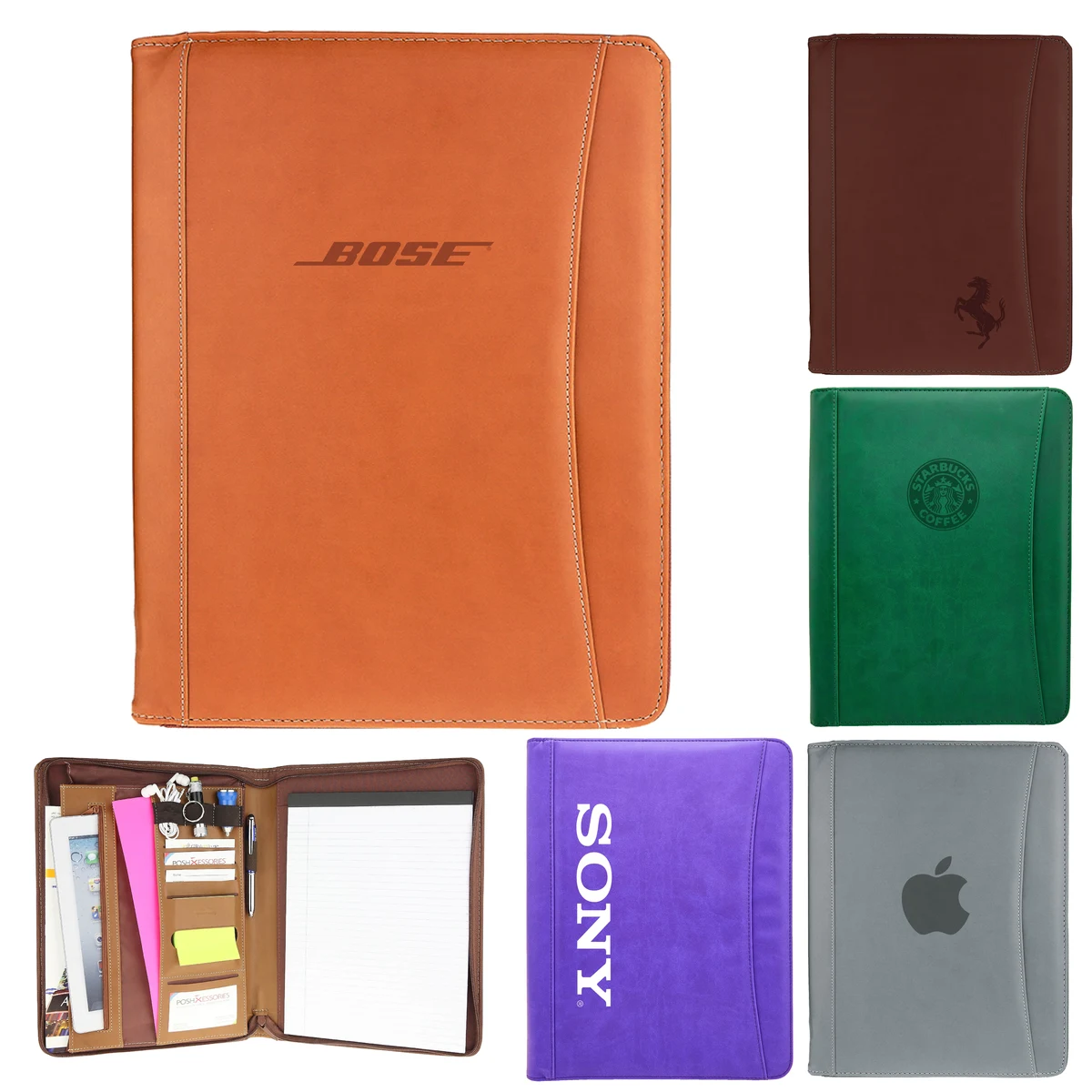 8.5" x 11" Zippered Marin PU Leather Portfolio 1