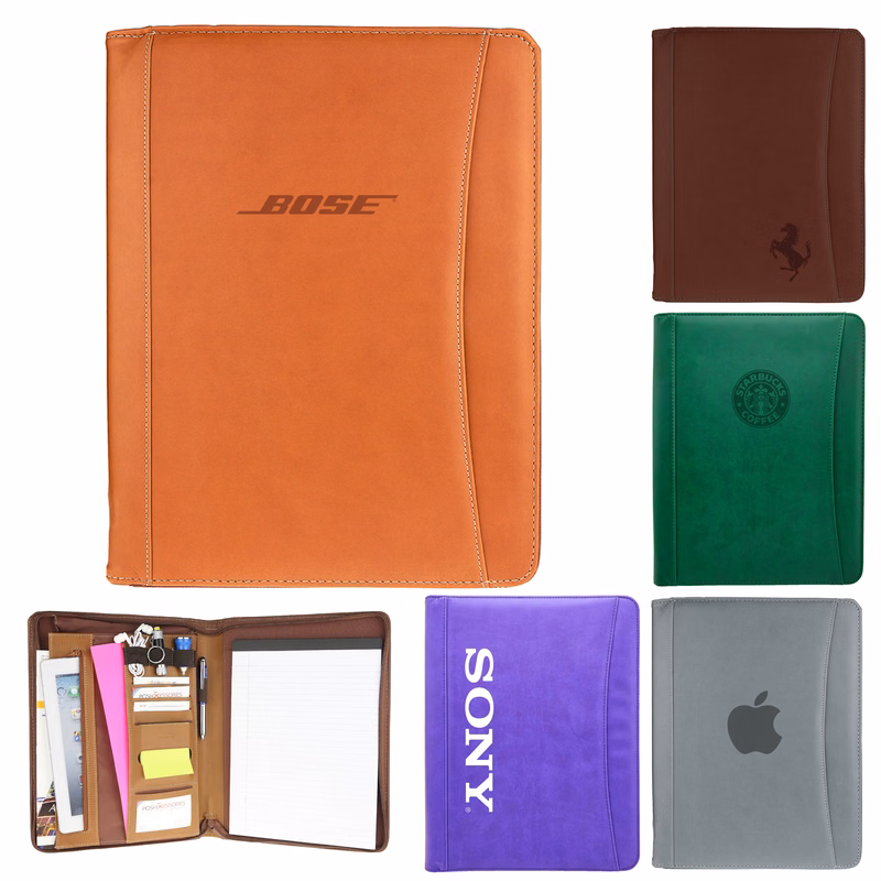 8.5" x 11" Zippered Marin PU Leather Portfolio