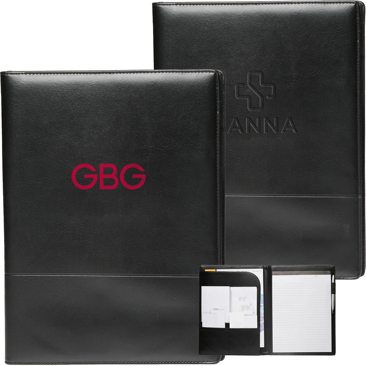 Executive Black Stitched Leather Portfolios 1