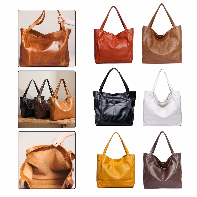 PU Leather Minimalist Tote Bag