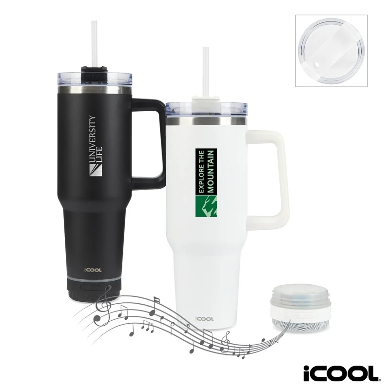 iCOOL® Borrego 40 oz. Double Wall, Stainless Steel Travel Mug with Speaker 1