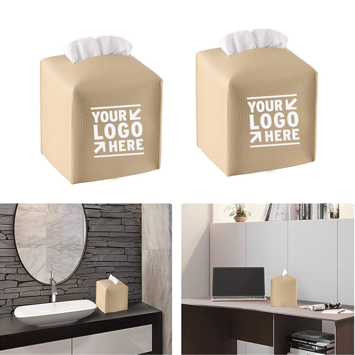 Square PU Leather Tissue Box Holder 1