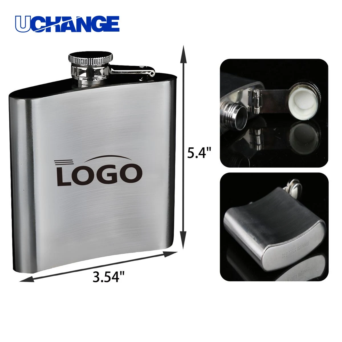 Durable Stainless Steel Hip Flask Container (8 OZ), custom water bottle with logo imprint 1