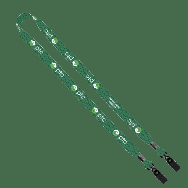 3/4" rPET Dye-Sublimated Double-Ended Lanyard with Metal Crimp and Bulldog Clip