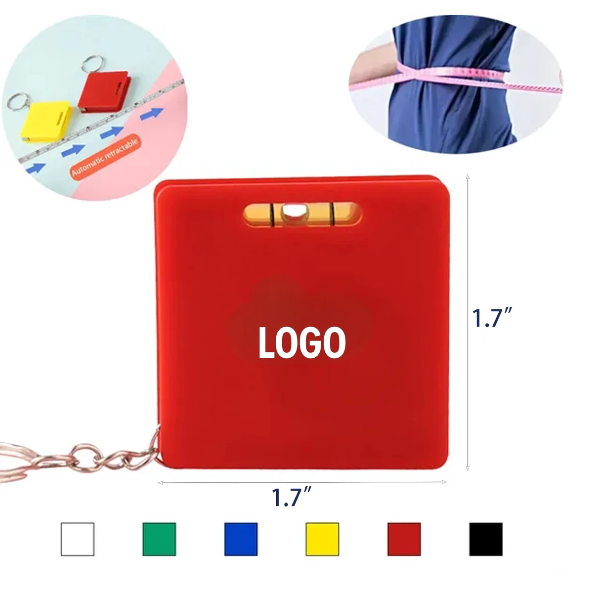 Mini Keychain Tape Measure With Level 1