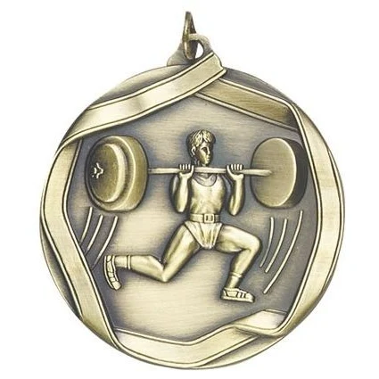 Weightlifter Male Die Cast Medal, 2 1/4" 1