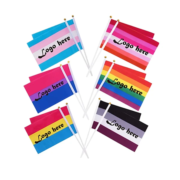 MOQ50 Durable 100D Polyester Hand Flag With Custom Logo 1