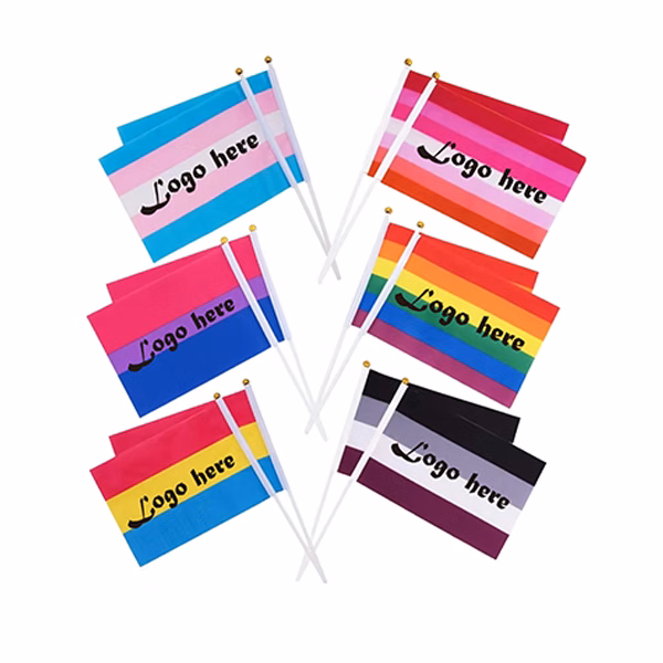 MOQ50 Durable 100D Polyester Hand Flag With Custom Logo