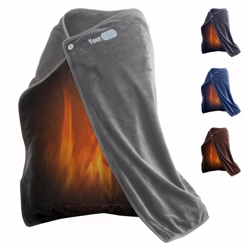 Flannel Electric Heated Wearable Blanket Wrap Shawl