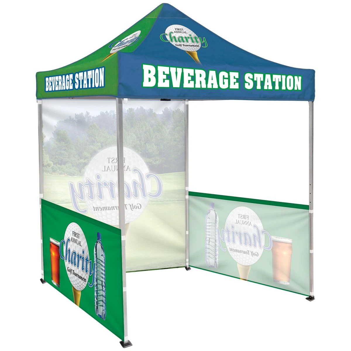6.5' Square Canopy Tent with 1 Full Single Sided Wall & 2 Single Sided Half Walls 1