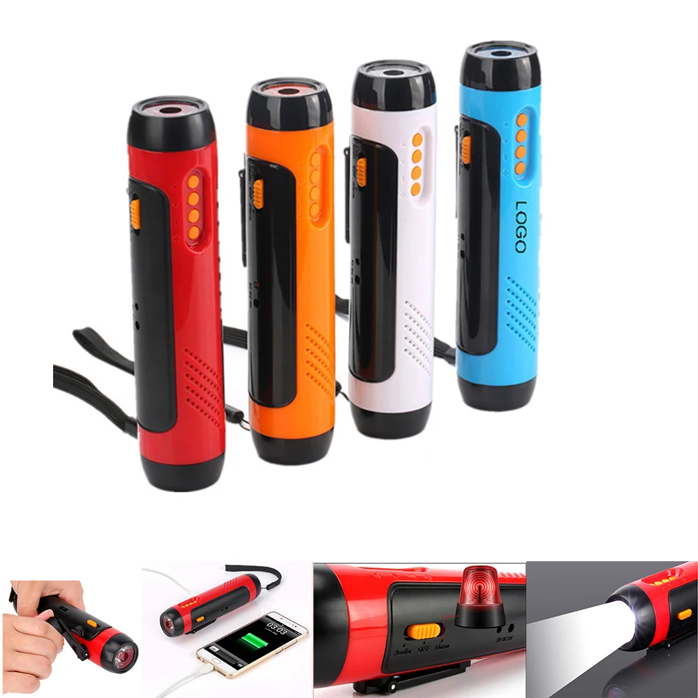 Outdoor Hand-Powered Radio Flashlight W/USB Charging & Alarm 1