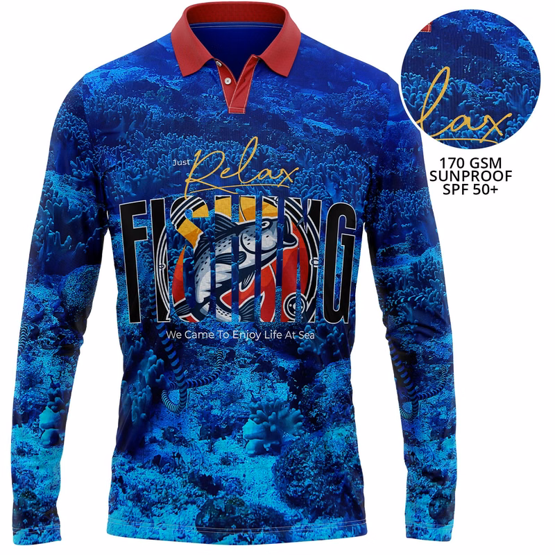 Unisex 170 GSM Sunproof UPF 50+ Fishing Long Sleeve Polo Shirt