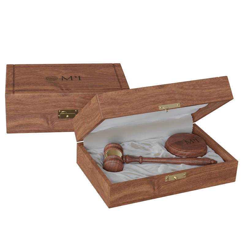 The Royal 10-1/2" American Walnut Gavel Presentation Set