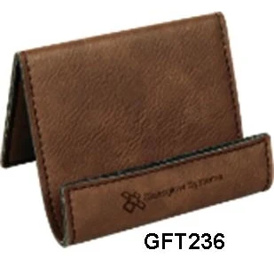 Custom Laser Engraved Leatherette Dark Brown Holder 1