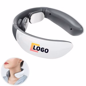 White Electric Neck Massager With Magnetic Electrode Pads