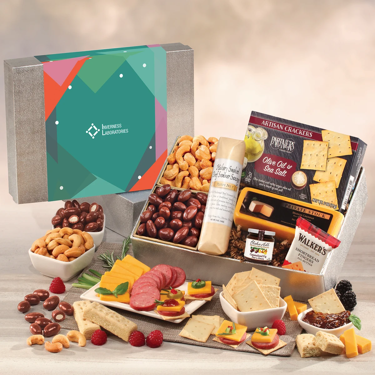 Snacking Smorgasbord with Green Geometric Sleeve 1