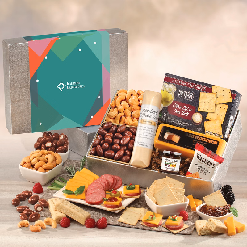 Snacking Smorgasbord with Green Geometric Sleeve