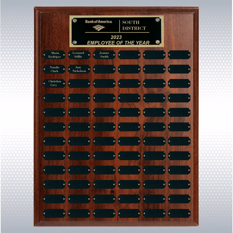 Step Edge Genuine Walnut 72 Plate Perpetual Plaque (18" x 24'')
