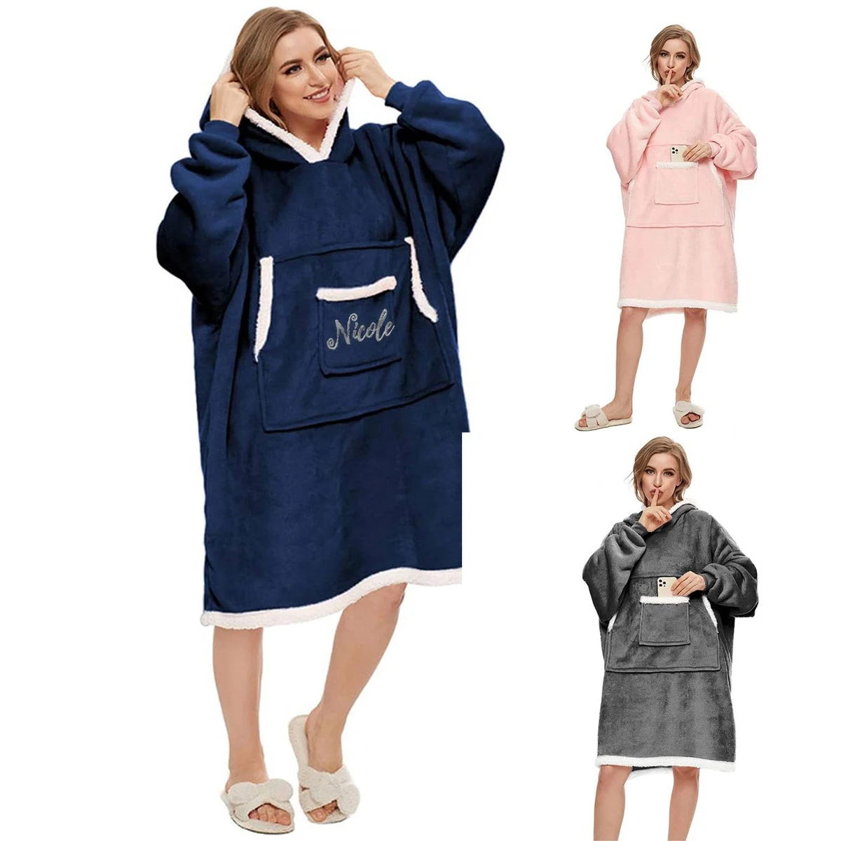 Oversized Microfiber Wearable Blanket, custom hoodie or sweatshirt with logo imprint 1