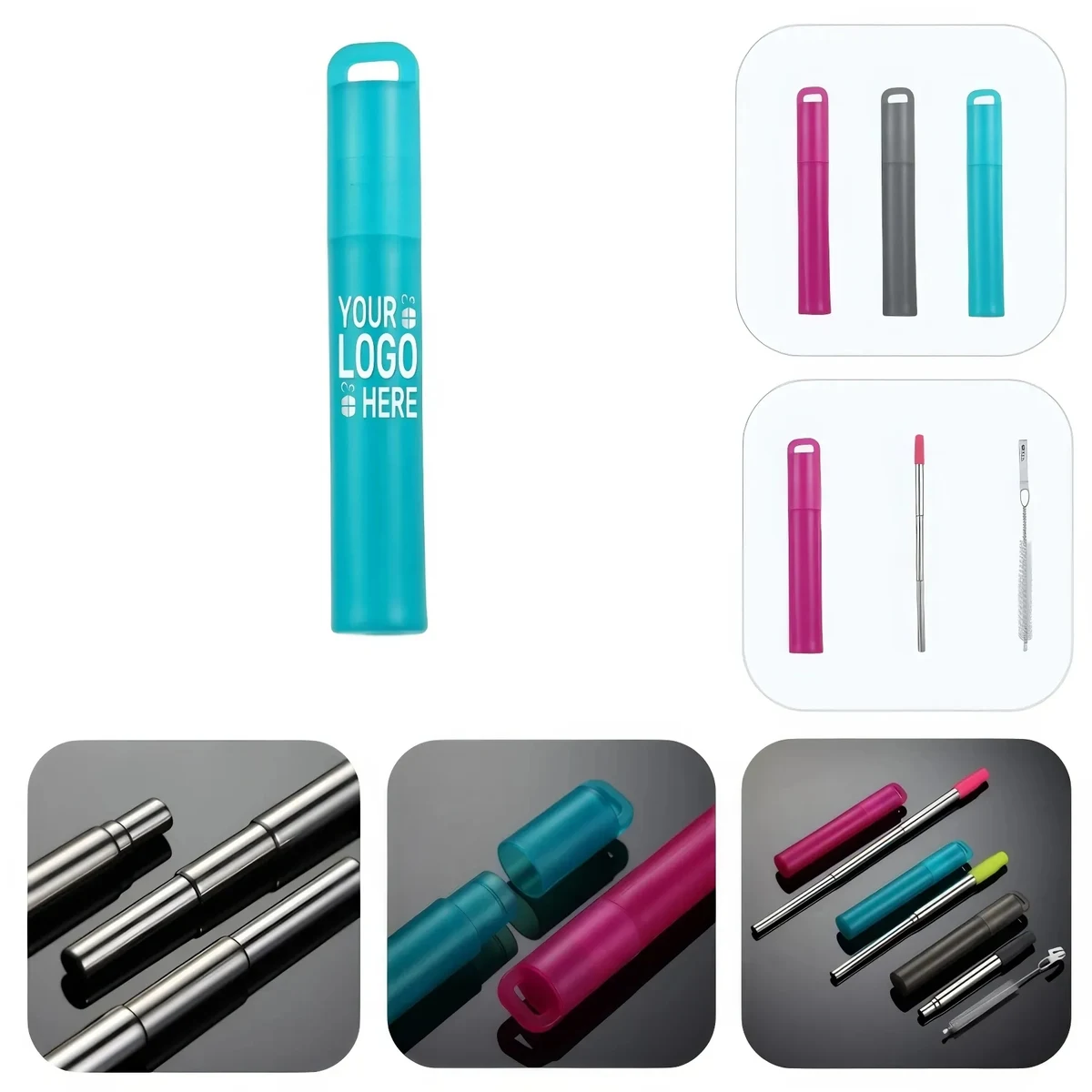 304 Telescopic Straw Silicone Tip Plastic Storage Box 1