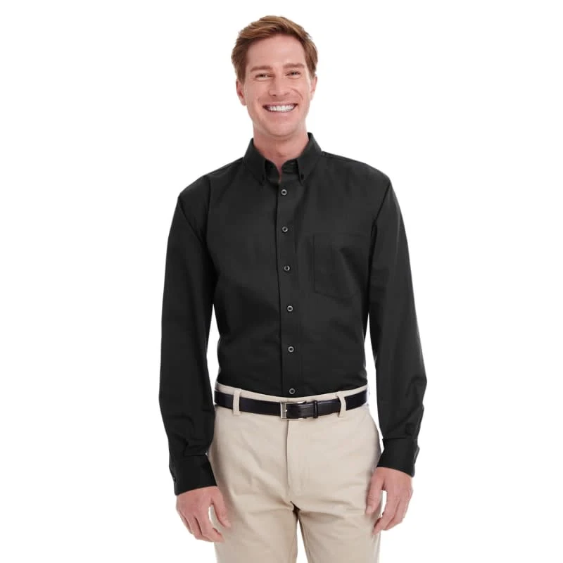 Harriton Men's Tall Foundation 100% Cotton Long-Sleeve Twill Shirt With Teflon™ 1