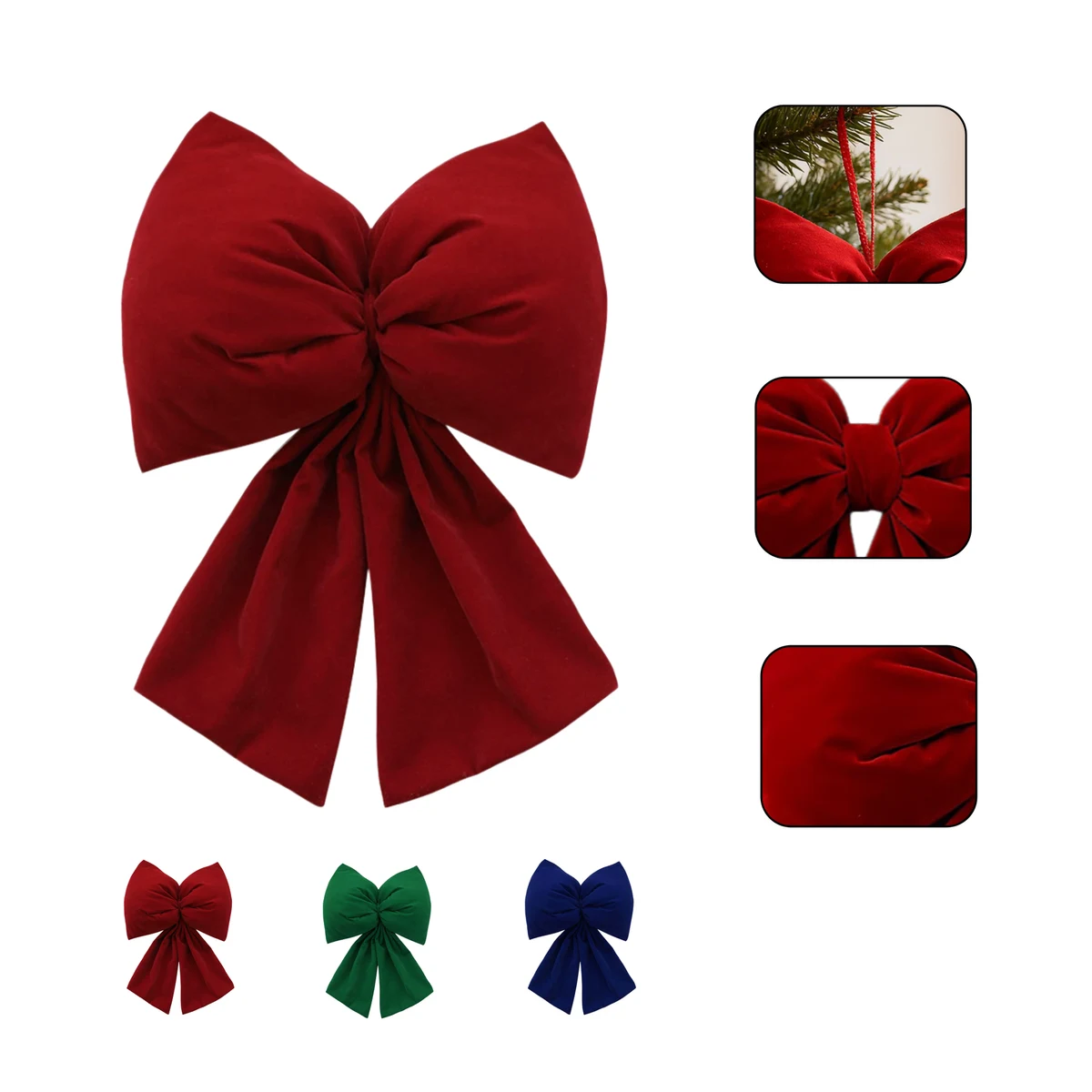 Velvet Christmas Bow Ornament 1