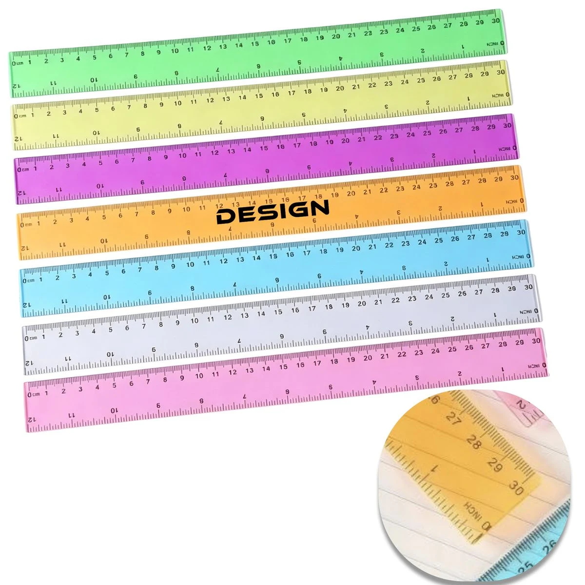 12 Inch Multi?Color Transparent Ruler 1