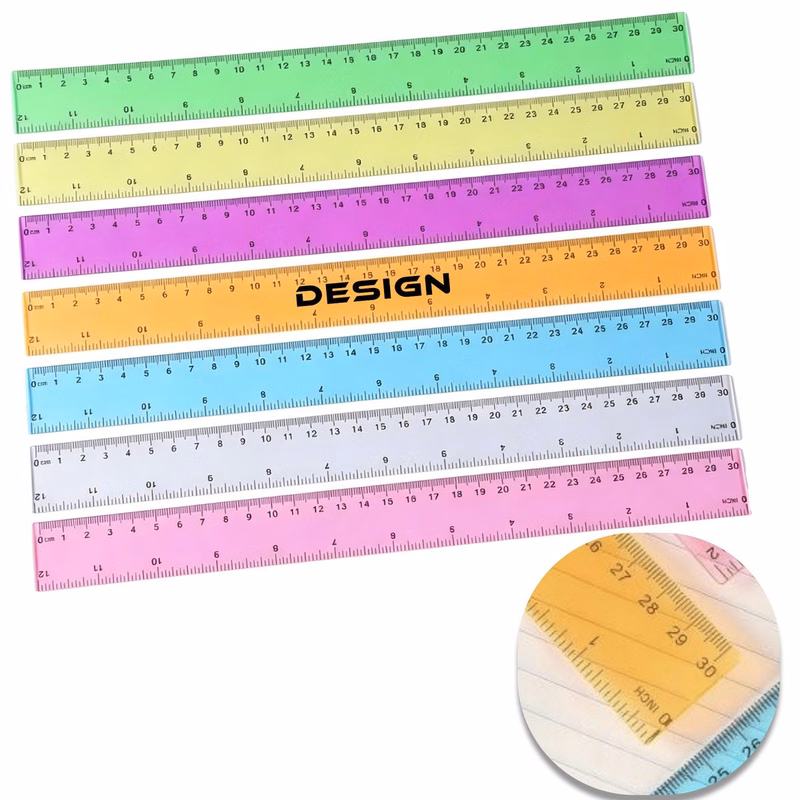 12 Inch Multi?Color Transparent Ruler