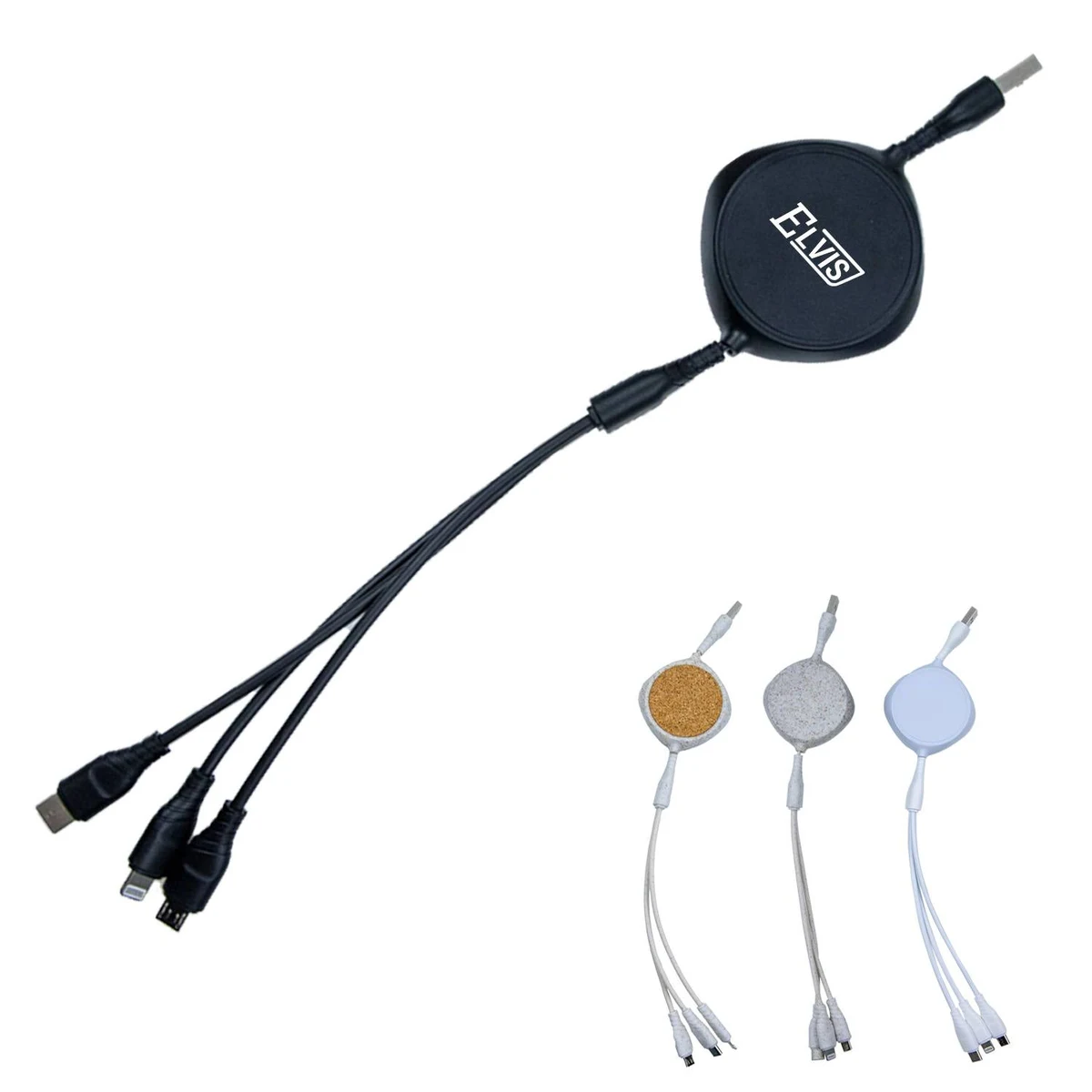 3 in 1 Wheat Straw Telescopic Data Cable 1