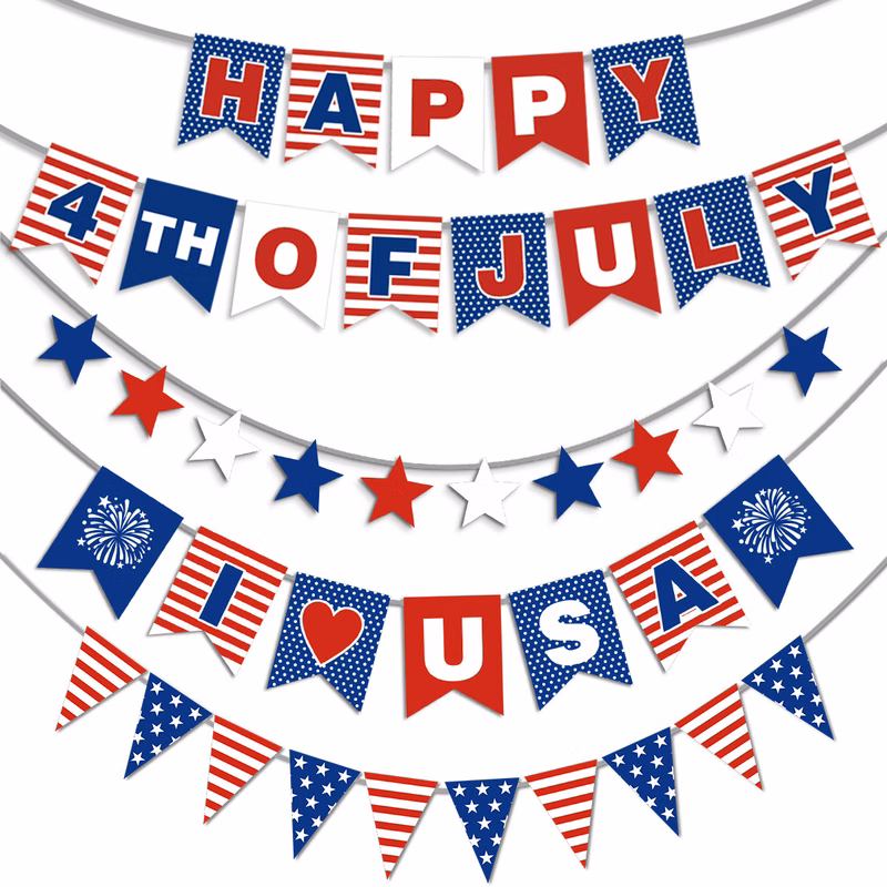 Custom Patriotic 4th of July Paper Banner Bunting